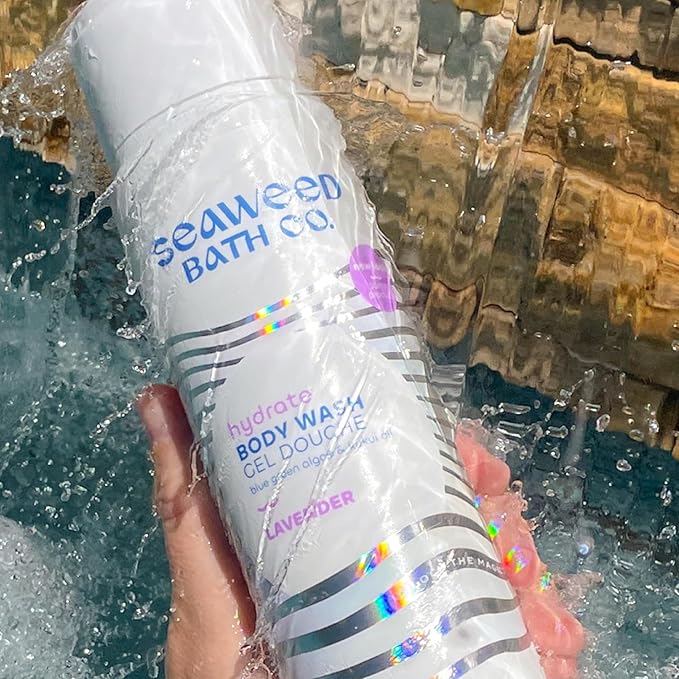 Seaweed Bath Co. Hydrate Body Wash - Lavender - Hydrating Foaming Cleanser with Soothing Natural Ingredients - Vegan, Paraben and Sulfate Free Shower Gel for Men and Women - 12 oz