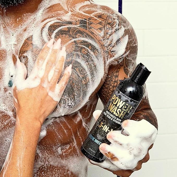 Derm Dude 3-in-1 Body Wash, Shampoo & Conditioner for Men | Daily Hydrating Shower Gel with Aloe Vera & Vitamin E | All Skin & Hair Types | MVP Scent, 8oz