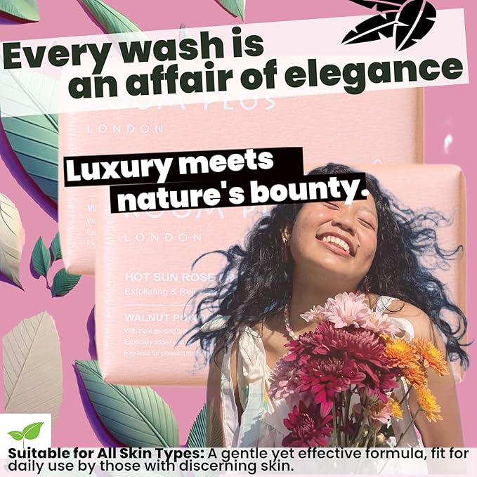 YESUN Fragrance Bar Soap, Big Brick of Bath Soap,Made with Organic Oils, 3-pack,1.3lb,Natural Soap Bar,Moisturizing clean, Floral Scent,Walnut Powder Exfoliates ROOMPLUS (Rose)