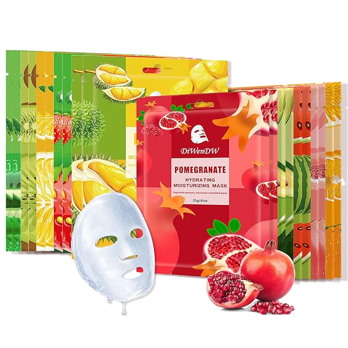 20 Pack Sheets Face Mask Skincare Set,Deep Hydrating Facial Mask for Men & Women,Gentle Long Lasting Moisturizing Face Masks Skin Care for All Skin Types