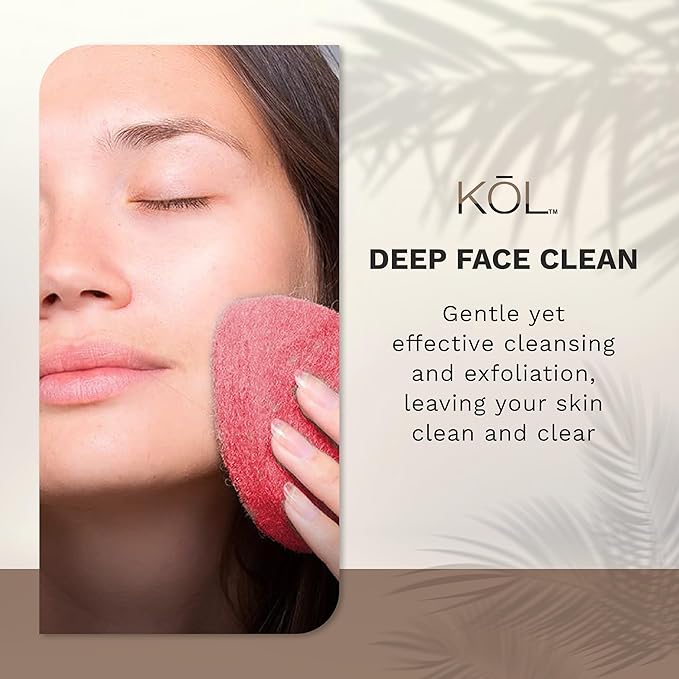 KOL Face Scrubber Pads, Rose Infused Exfoliating Facial Cleansing Sponges for Daily Face Wash and Makeup Removal, 6 Count
