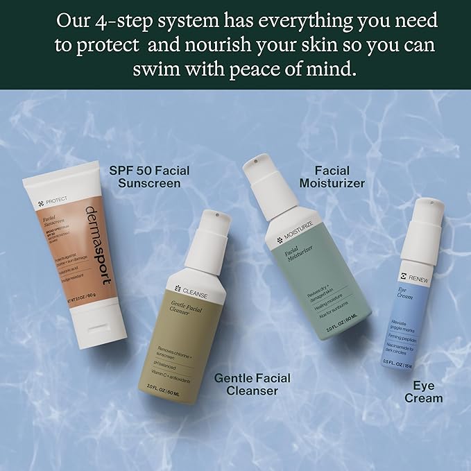 Dermasport Facial Sunscreen SPF 50 Lotion - Face Sunscreen for Swimmers - Pre Swim Lotion for Chlorine - Sport Sunscreen, Sun Protection & Skin Care Routine for Men and Women (Net Wt 2.1 oz)