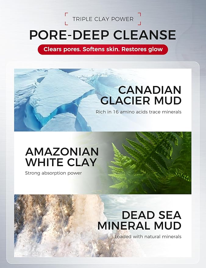 Tembusu Essence Clay Mask for Sensitive Skin: Triple Mud Formula with Tembusu Extract, Deep Pore Cleanser, Hydrating, Oil Control, Texture Refining, Blackhead Removal – 3.88 Oz