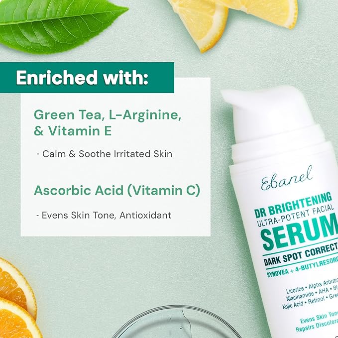 Ebanel Dark Spot Remover for Face & Body, Brightening Serum with Synovea HR, Alpha Arbutin, Niacinamide, Kojic Acid, Dark Spot Corrector for Hyperpigmentation, Discoloration, Melasma and Age Spots