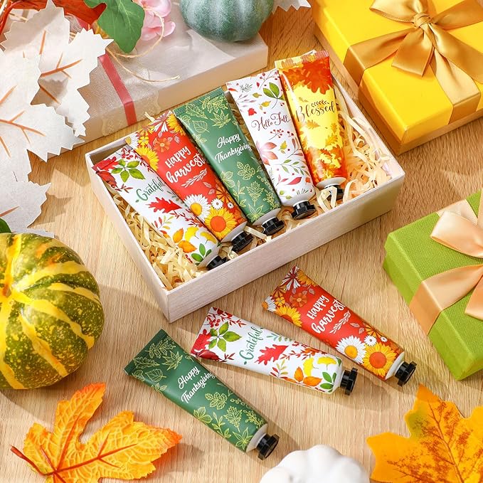10 Pcs Fall Hand Lotion Bulk Gifts for Women Maple Leaves Hand Cream Gift Natural Botanical Fragrance Lotion for Chapped Hands 30ml Mini Travel Working Autumn Thanksgiving Party Supplies