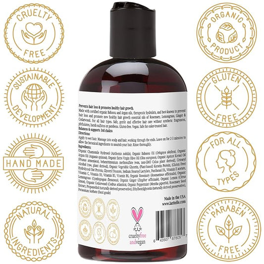 Organic Travel Size Conditioner 2 oz | Hair Loss Prevention, Anti-Breakage, Split Ends Treatment | Rosemary, Ginger & Cedarwood | NO GMO, Sulfates, Alcohol, Parabens, Phthalates | GF