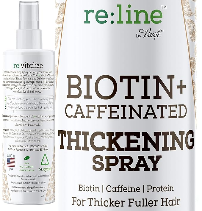Biotin Hair Thickening Spray for Volume and Growth - NATURAL Volumizer with CAFFEINE for Thicker, Fuller Hair in Seconds