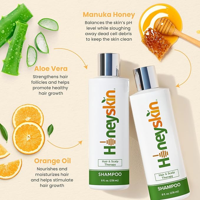Hair Growth Shampoo for Women with Manuka Honey - Best Shampoo for Thinning Hair and Hair Loss - Sulfate-Free Shampoo for Color-Treated hair and Dry Scalp Hydrating Shampoo (8 oz)