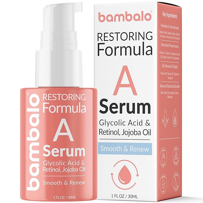 Glycolic Acid Serum - With Witch Hazel, Retinol, Jojoba Oil, Aloe Vera & Botanical Extracts - Resurface Texture & Brighten Skin Tone - 1 FL OZ / 30ML