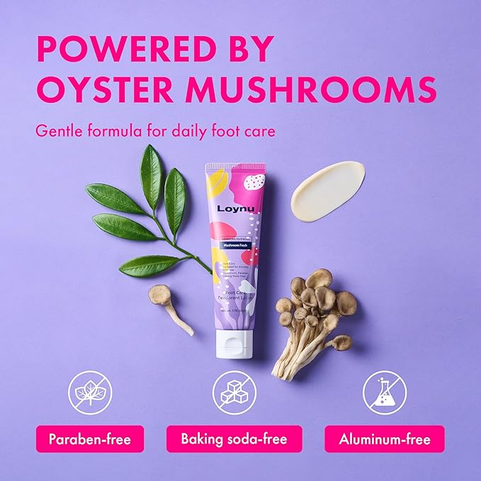 Foot Cream for Long-Lasting Odor Control (Neutralizes Odor at the Source) (Hydrates Dry, Cracked Feet) with Natural Mushroom Extract