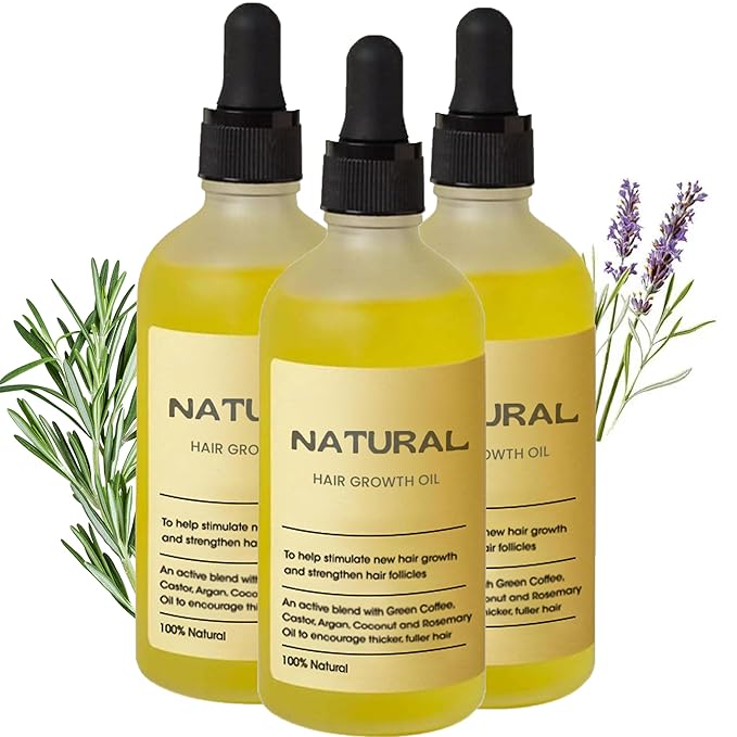 Hair Growth Oil，hair Growth Serum，100% Natural Rosemary Oil ，Improve Your Scalp Health & Forces Hair Growth Naturally Inunder (3PCS)