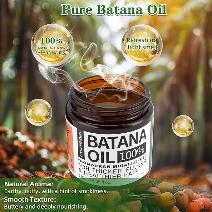Batana Oil for Hair Growth Dr. Sebi 100% Natural, Unrefined and Organic Batana Oil from Honduras, 4.06 Ounce Jar