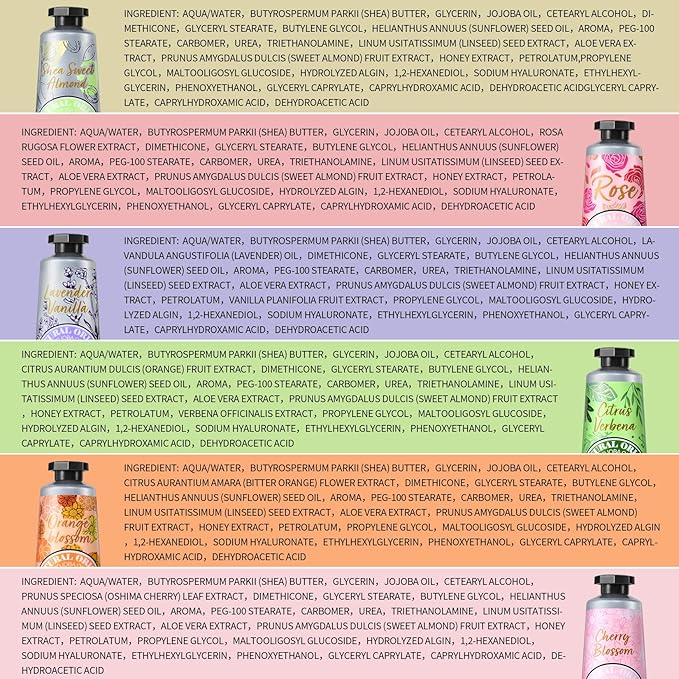 Yoken 20% Shea Butter Hand Cream Gift Set, Instant Moisturizing Hand Cream for Women Dry Hands with Delicate Tin, Floral-Scented Hand Lotion 6 x 1 OZ