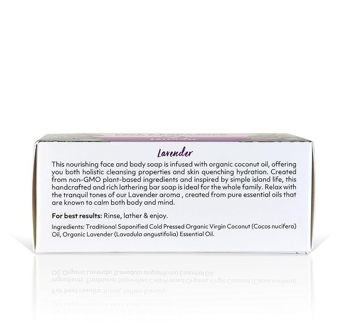 "Coco Fiji Soap Bar for Face and Body Infused With Organic Coconut Oil, Lavender Essential Oil, Natural Soap for Moisturizing & Pore Purifying Skin, 7 oz, Pack Of 2 "