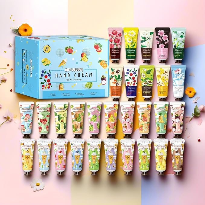 30 Pack Hand Cream Gift Set, Natural Plant Scents, Moisturizing Hand Lotion Travel Size, Gifts for Women, Birthday, Mother's Day, Valentine's Day, Christmas, Thank You Gifts