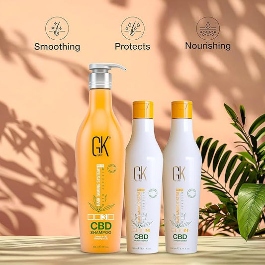 GK HAIR Hemp Shampoo and Conditioner Sets Hydrating Strengthening Color Treated Damaged Repair Provides Nourishing & Shine Natural Organic Vegan Sulfate Paraben Free (Shampoo & Conditioner)