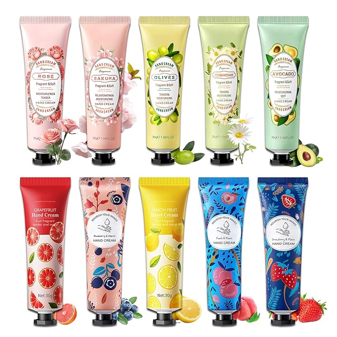 10PCS Hand Cream Gifts Set,Moisturizing Travel Size Hand Lotion for Dry Skin,Hydrating Small Hand Moisturizer for Women,Non-greasy Travel Handcream for Appreciation Gifts and Mom Gifts