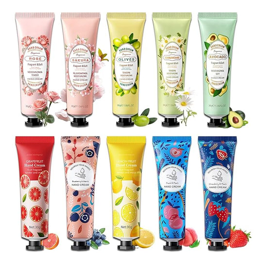 10PCS Hand Cream Gifts Set,Moisturizing Travel Size Hand Lotion for Dry Skin,Hydrating Small Hand Moisturizer for Women,Non-greasy Travel Handcream for Appreciation Gifts and Mom Gifts