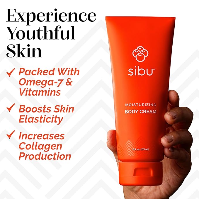 sibu Moisturizing Body Cream, Lotion Made From Premium Himlayan Sea Buckthorn (6oz, 3-pack) – Lightweight & Hydrating Moisturizer That Protects & Repairs Skin