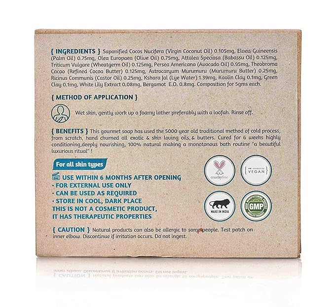 ROOTS AND HERBS Ayurvedic Bar Soap Natural Treatment 100% Vegan, No Paraben, No SLS, No Sulphate, Nourishing Avocado, Bergamot and White Lily Cold Process Gourmet Cleansing Body Soap