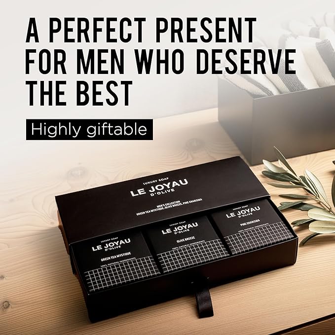 LE JOYAU D'OLIVE LJO No Synthetics All-Natural Soap | Minimal Ingredients | No Chemicals | No Perfumes | No Titanium Dioxide | Made with Essential Oils | For Face & Body | Twice Milled Soap Gift Set