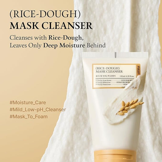 FULLY Rice-Dough Mask Cleanser, Hydrating Mask, Nourishing, Low-pH Formula, Clear Pores, Face Wash, Dry & Sensitive Skin, Vegan Korean Skincare 4.39 fl.oz