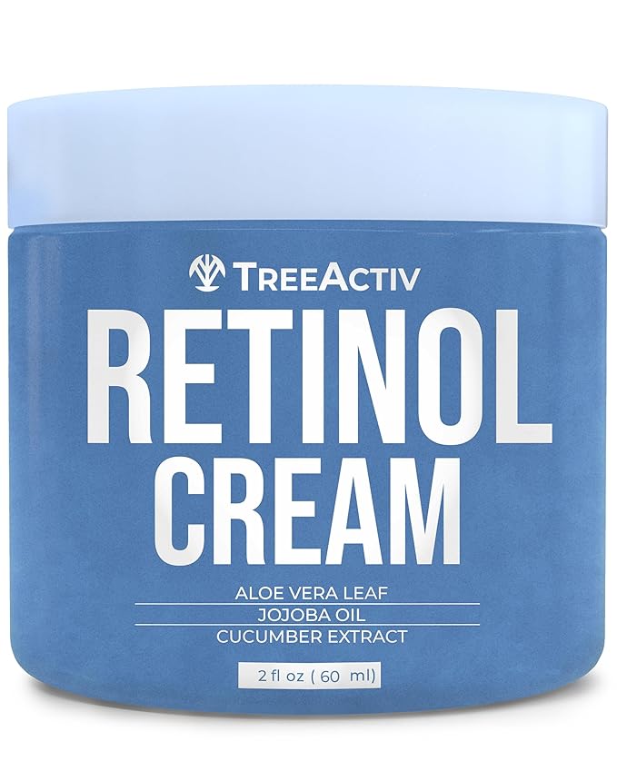TreeActiv Retinol Cream, 2 oz, Retinol Cream for Face and Body, Gentle Retinol Moisturizer with Hyaluronic Acid, Moisturing Women and Mens Retinol Face Cream, Anti Aging Spot Wrinkle Cream, 400 Uses