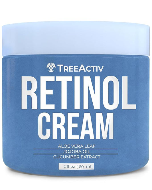 TreeActiv Retinol Cream, 2 oz, Retinol Cream for Face and Body, Gentle Retinol Moisturizer with Hyaluronic Acid, Moisturing Women and Mens Retinol Face Cream, Anti Aging Spot Wrinkle Cream, 400 Uses