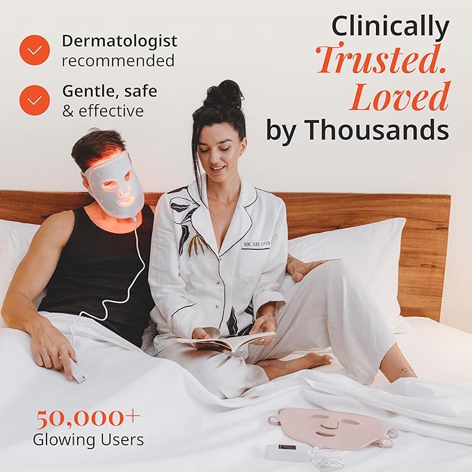 Vanity Planet VANA Red & Blue Light LED Face Mask - Silicone Light Therapy Mask for Anti-Aging, Acne Treatment - Adjustable, Lightweight, Reusable