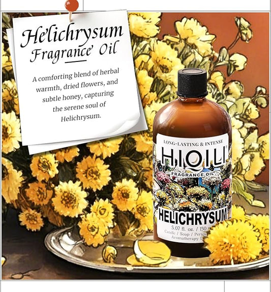 HIQILI Helichrysum Fragrance Oil for Home Diffuser, Floral Scents for Candle, Soap and Perfume Making, Blend to Body Lotion & Moisturizer - 5.07 Fl Oz