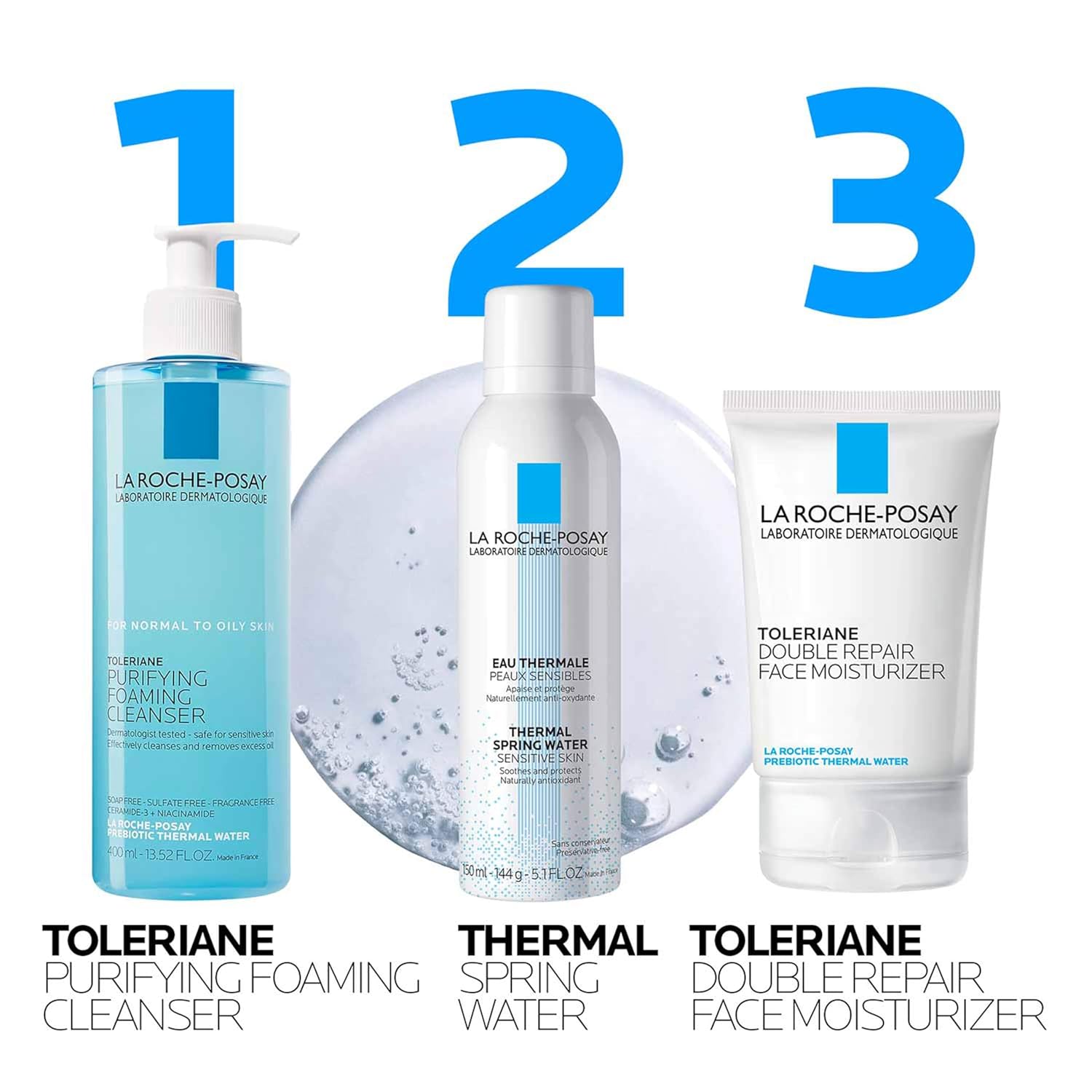 Toleriane Purifying Foaming Facial Cleanser – Oil-Free Face Wash with Niacinamide & Ceramides – Gentle Pore Cleanser for Sensitive Skin – Soap-Free, Non-Drying Formula for Women & Men