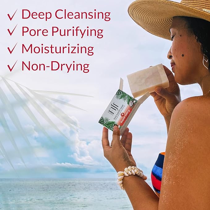 "Coco Fiji Soap Bar for Face and Body Infused With Organic Coconut Oil, Awapuhi Seaberry, Essential Oil, Natural Soap for Moisturizing & Pore Purifying Skin, 7 oz, Pack Of 3 "