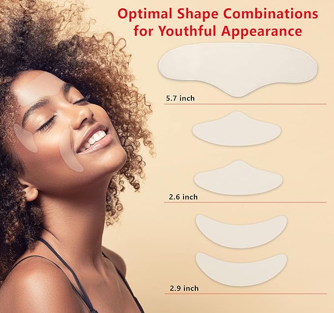 Forehead Wrinkle Patch & 4 Reusable Silicone Face Patches Set: Includes Eye Wrinkle Patches & Smile Line Patches - Improves Skin Texture, Prevent Wrinkles & Enhance Facial Radiance