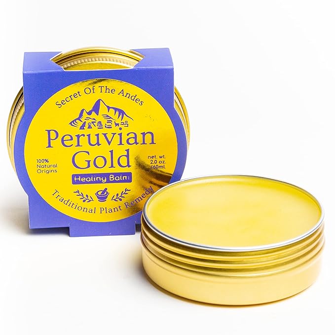 Peruvian Gold | All Purpose Healing Balm | Scars, Eczema, Facial Moisturizer Cream, Dry Skin, Hair, Sun Burns | All Organic Fair Trade Ingredients (2 Fl Oz) 2 Ounces Sustainably sourced ingredients