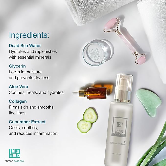 Juman Dead Sea Minerals Collagen Hydrating Face Tonic | Active Skin Repair Spray with Collagen & Natural Extracts | SLS & Paraben Free | For Daily Use