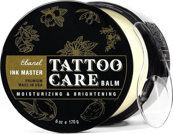 Ebanel Tattoo Balm 6oz, Premium Tattoo Aftercare Cream Brightener Ink Color Enhancing Butter Moisturizer with Herbal Essences and Essential Oils, All-Stage Tattoos Ointment After Care Kit Supplies