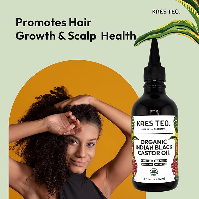 Organic Black Castor Oil for Hair Growth - Not Jamaican Black Castor Oil, Moisturizes Skin, Nail, Scalp, Thicker Eyebrows, Lashes 100% Pure Cold Pressed Hexane Free - Premium Kit, 8 fl oz