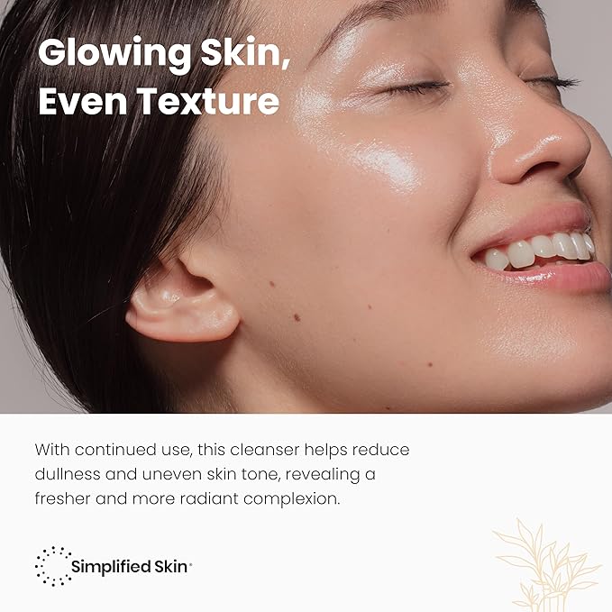 Simplified Skin Glycolic Acid Face Wash - Exfoliating Facewash - with Aloe Vera, Sunflower Seed Oil, Ginger, & Apricot - Cleanse & Nourish with Glycolic Acid Cleanser - 6 Fl Oz