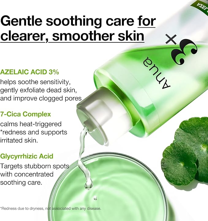 Anua Azelaic Acid 3 CICA Skin Claryfing Toner, Soothing & Clear Care, with Salicylic Acid & Azelaic Acid, Sebum & Spot Care, Suitable for Sensitive Skin, Korean Skin Care (250ml / 8.45 fl.oz.)