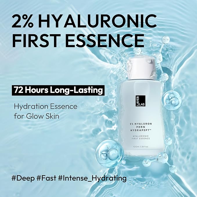 LAYERLAB Revitalizing Hyaluronic First Essence with PDRN & Peptides | Korean Skin Booster to Hydrate, Amplify Skincare Routine | 2% Triple Hyaluronic Acid Prep Essence for Face | 3.38 fl. oz.
