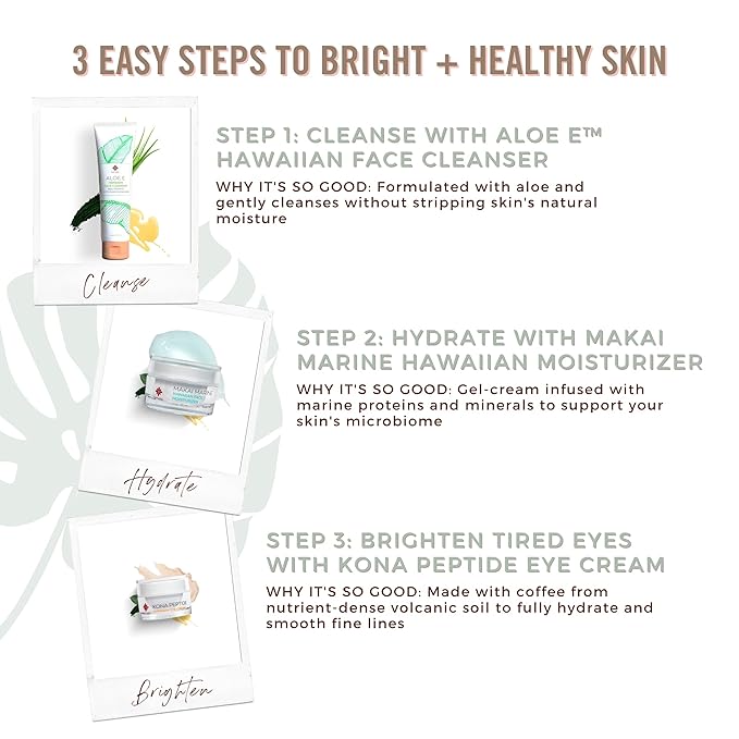 Hanalei Kona Peptide Eye Cream with Caffeine – Reduces Wrinkles, Puffiness, Dark Circles, Hydrating, Smoothing, Revitalizing Formula with Hawaiian Botanicals and Peptides – Cruelty-Free, Vegan, 0.5 oz