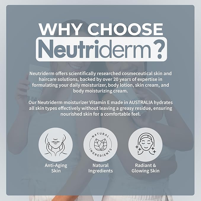 NEUTRIDERM Daily Face Moisturizer with Natural Vitamin E Cream, Moisturizing Lotion for Face and Body, Wrinkles, Dry, Acne-Prone, Irritated or Aging Skin, 48-Hour Hydration, 4.2 oz