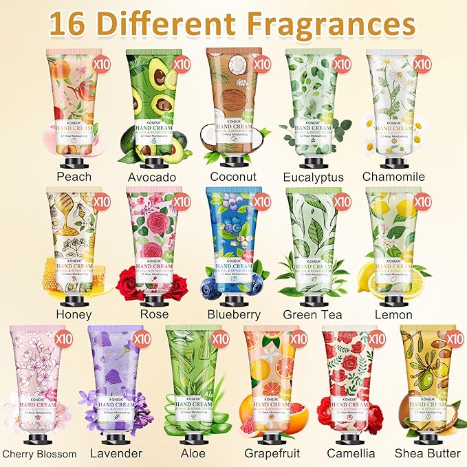 160 Pack Hand Cream Gifts Set For Women, Bridal Shower Gifts for Guests, Thank You Gifts, Bridesmaid Gifts, Birthday Gifts and Small Gifts for Women, Bulk Hand Lotion Travel Size for Dry Cracked Hands