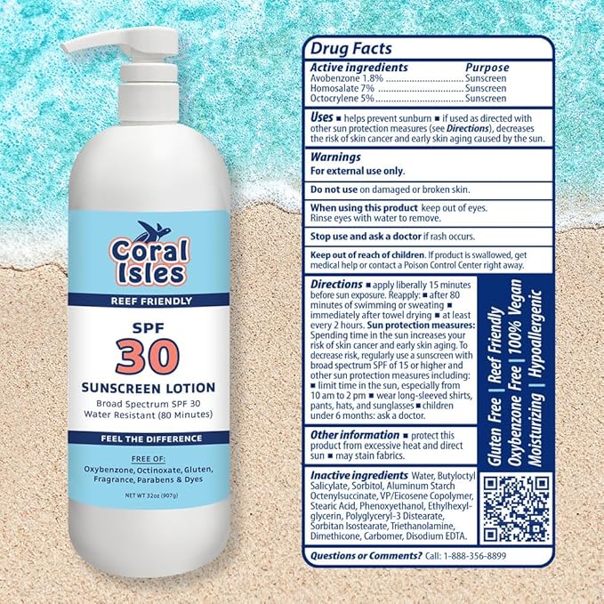 Rocky Mountain Sunscreen SPF 30 Lotion | Broad Spectrum UVA/UVB Protection | Hawaii 104 Reef Act Compliant (Oxybenzone & Octinoxate Free) | Water Resistant 80 Min. | Quart with Pump (32 Fl Oz)