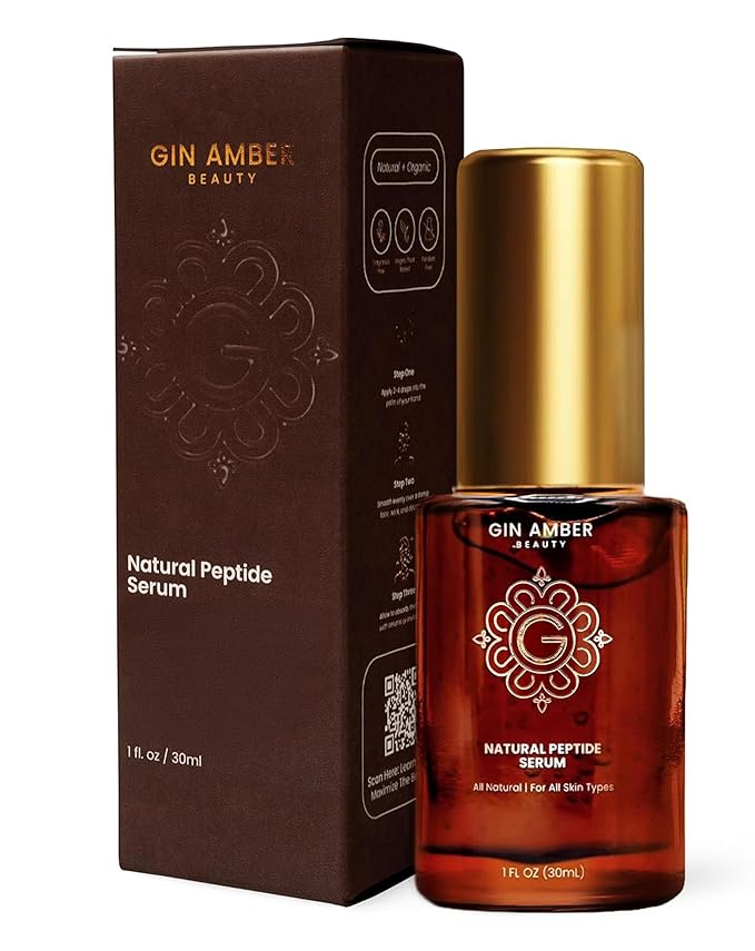 Gin Amber Beauty - Peptide Facial Serum – Firming & Tightening Skin Serum with Vitamin E for a Radiant Look (1 fl oz - 30 ml)