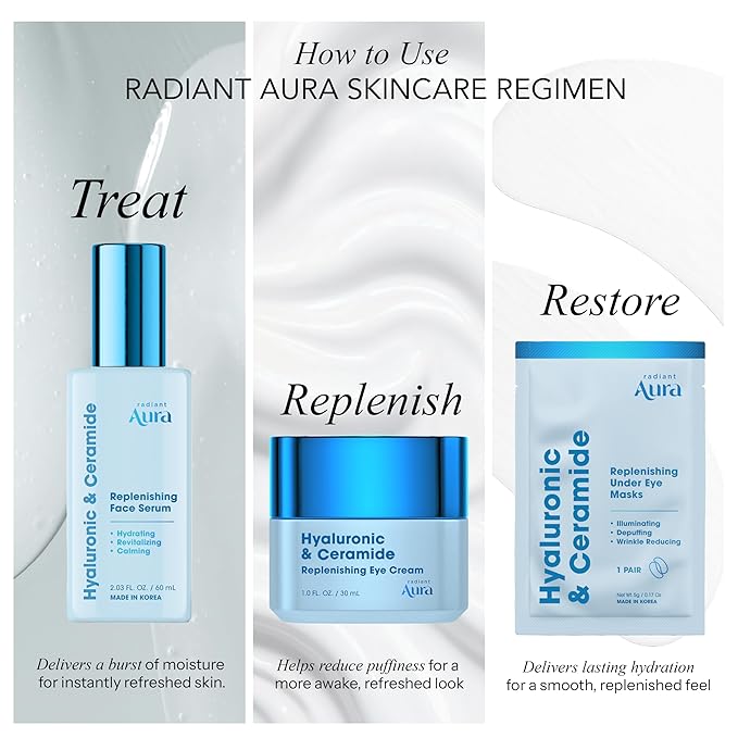 Under Eye Patches with Hyaluronic & Ceramide- Dermatologist Tested Korean Eye Gel Patches for Dark Circles & Puffiness -Illuminating & Wrinkle Reducing Formula for Brighter Eyes - 5 Pairs