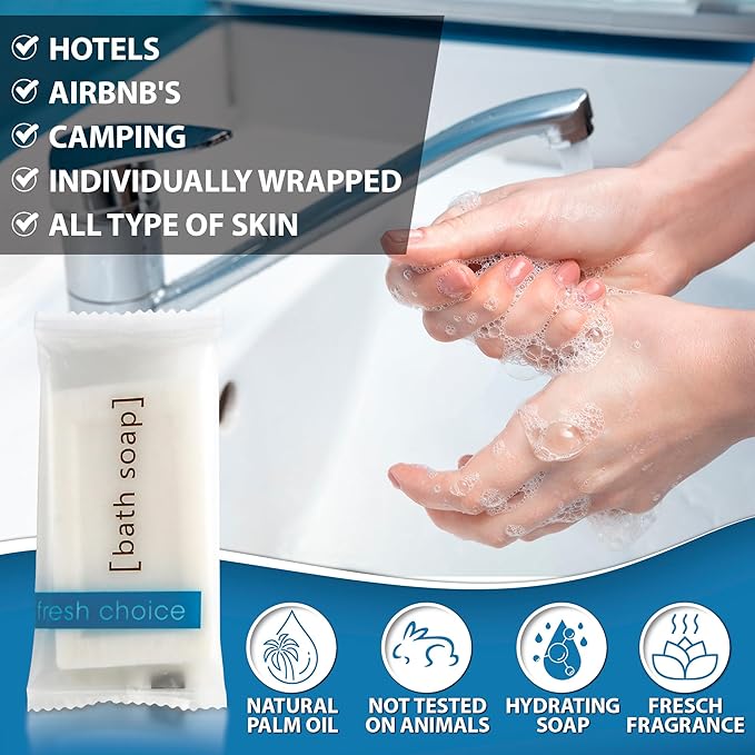 Bulk Hotel Soap, Individually Wrapped Bar Soaps, Mini Trial Size Toiletries, Bath Body Hand Soap for Vacation Rentals and Motel Guest Bathroom, 0.85 oz, Pack of 10000