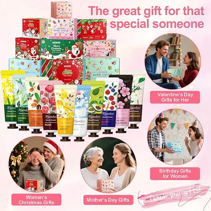 30 Pack Hand Cream Gift Set, Natural Plant Scents, Moisturizing Hand Lotion Travel Size, Gifts for Women, Birthday, Mother's Day, Valentine's Day, Christmas, Thank You Gifts