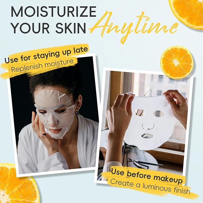 12 Pack Collagen Face Masks Skincare Bulk,Hydrating Spa Face Mask for Sensitive Skin,Sheet Mask for Skin Care, Facial Mask Sets Gifts for Women/Teen Girls/Kids