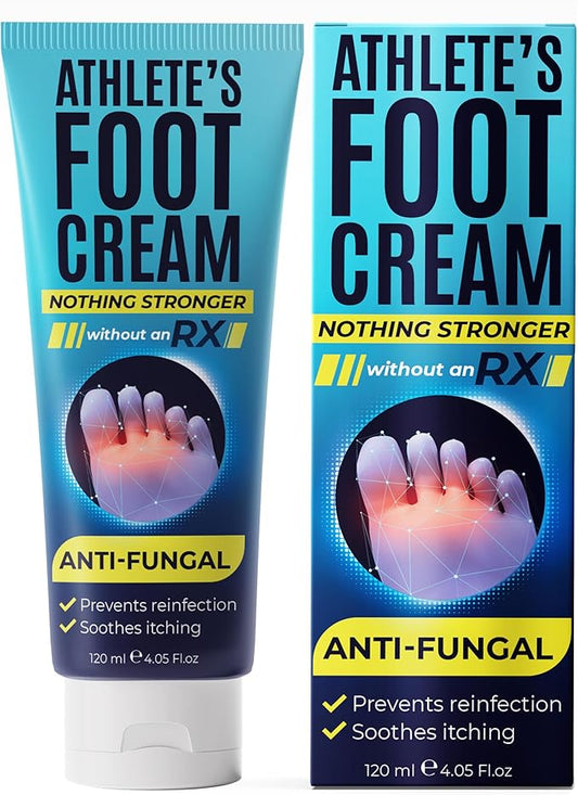 Foot Cream | Athlete’s Foot Cream for Cracked Heels, Dry Skin & Itchy Feet | Relieves Itching, Burning & Redness | Antifungal Treatment Helps with Nail Fungus, Jock Itch & Ringworm | 4.05 fl oz